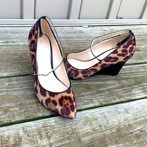 Nine West cheetah wedges